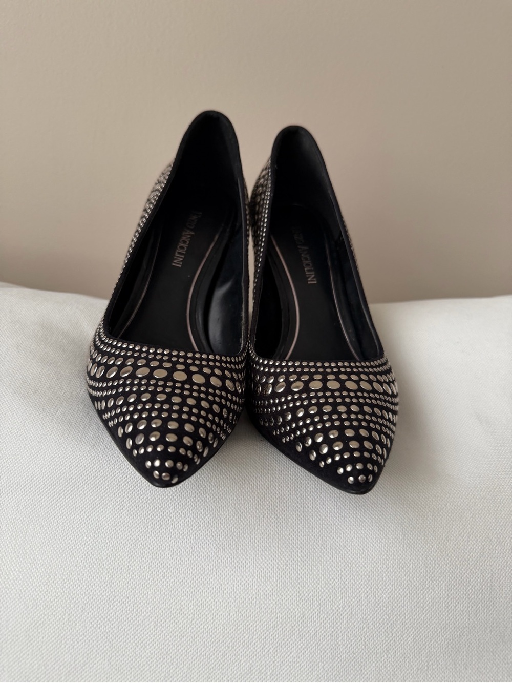 Enzo Angiolini Black Studded Pointed Toe Pumps Size 8M - Picture 3 of 11